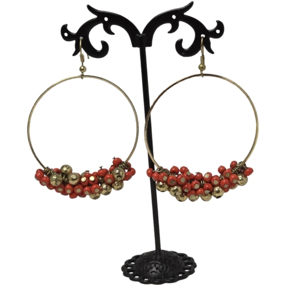 Andalusian creole STYLE earrings oranges Gold Chandelier Beads Large
